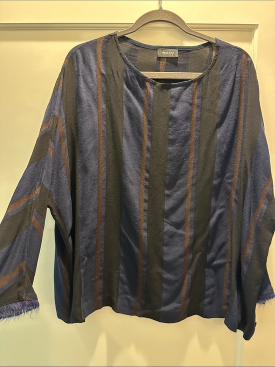 Ottod’Ame Tops - Striped Navy and Black Long-Sleeve Blouse